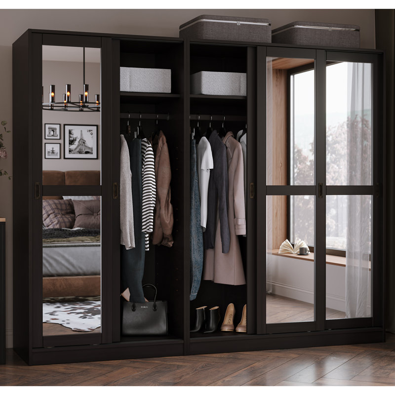 Armoire-penderie 100% bois massif Pouge, Café