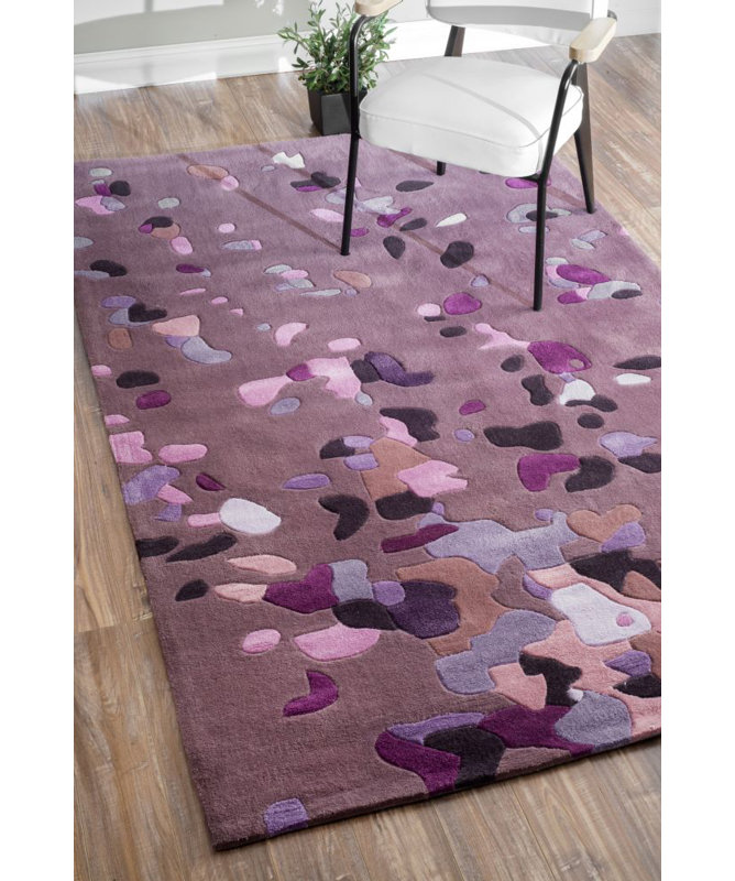 Tapis mauve touffeté à la main Mikel Splash, 3 pi 6 po x 5 pi 6 po