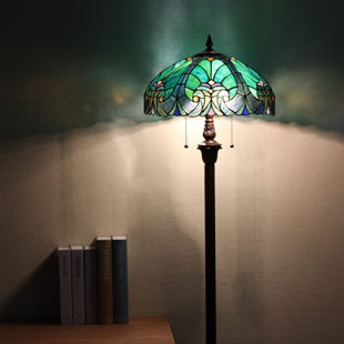 Tiffany Floor Lamp,Stained Glass Lamp Shade,Vintage Antique Style Standing Double Light