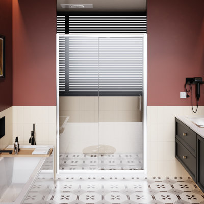 Single Sliding Shower Door, 48 In W, 72 H, 1/5 Inch Thick Clear Tempered Glass, Finish, Construction, Waterproof Design W X Aluminum Alloy Frame, And Stylish, Reversible Installation