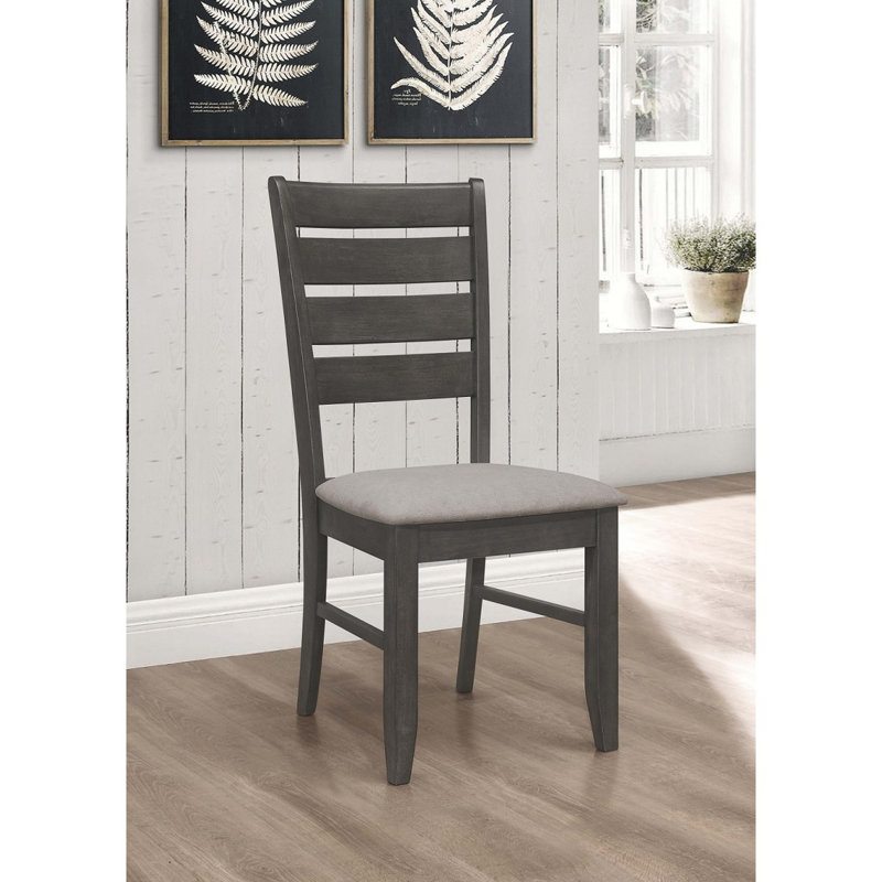 Ensemble de 2 chaises de salle à manger avec siège rembourré en tissu, gris foncé