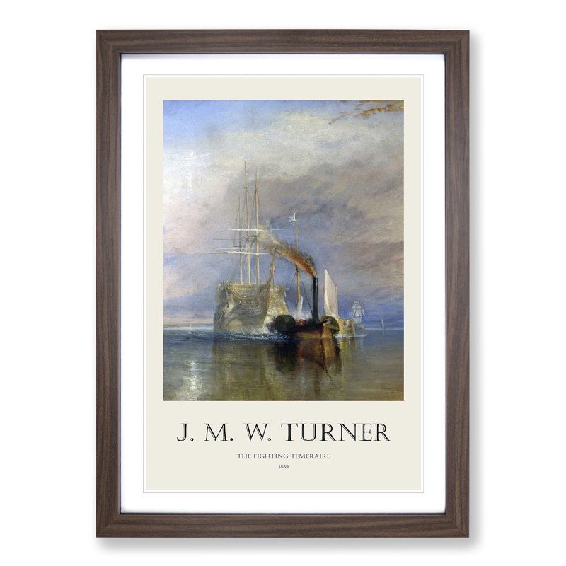 The Fighting Temeraire by Joseph-Mallord William Turner - Picture Frame Painting, Walnut Framed, 36cm H x 27cm W x 2cm D