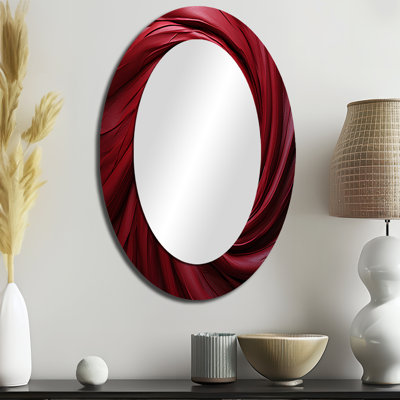 Red Winding Wonder - Abstract Spirals Decorative Wall Mirror, Red Mirror, Printed Metal Art