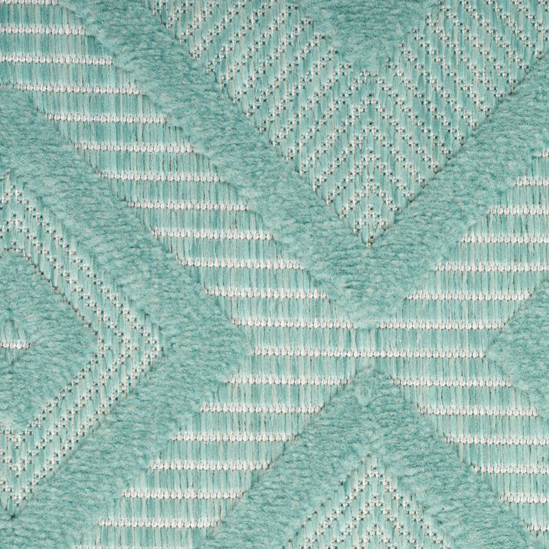 Tapis intérieur / extérieur turquoise / bleu sarcelle Foundry Select, Rectangle 9 pi x 12 pi
