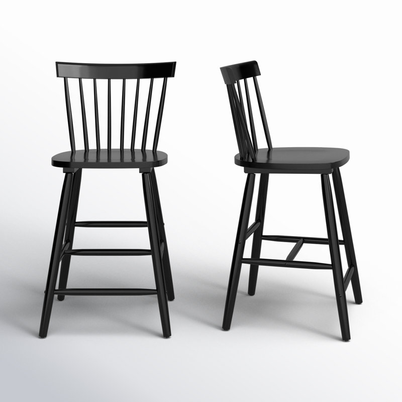 Stacee Solid Wood Counter Stool, Counter Stool (24" Seat Height), Black