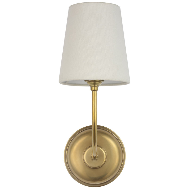 Thomas O'Brien Vendome 16" Cordless Single Sconce with Linen Shade, Hand-Rubbed Antique Brass