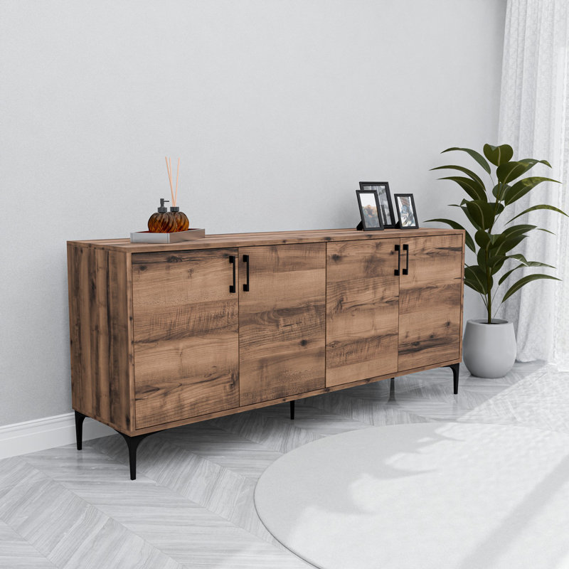 Stylish Console Table, Walnut & Anthracite, 70.9 x 31.5 x 17.7 inches | 100% Melamine Coated Chipboard, Versatile Design with Numerous Shelves, Wall-Mountable, Durable Plastic Legs | Perfect for Living Room & Entryway