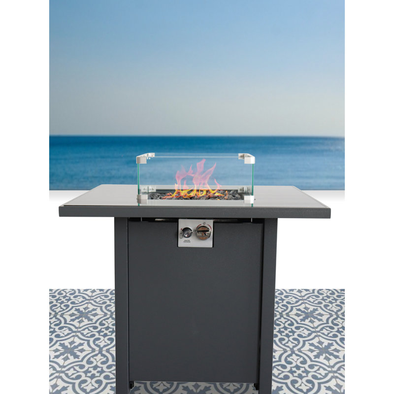 Table de foyer d'extérieur 25 po x 30 po avec couvercle, acier inoxydable, acier