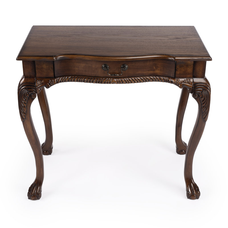 Yuliya 35" Rectangular Wood 1 Drawer Traditional Writing Desk, Vintage Oak, Vintage Oak