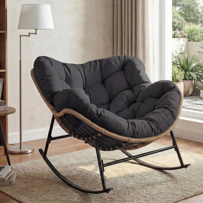 Starlynn Oversized Papasan Rocking Chair Indoor Outdoor With 5.1 Inch Thick Cushion by Winston Porter