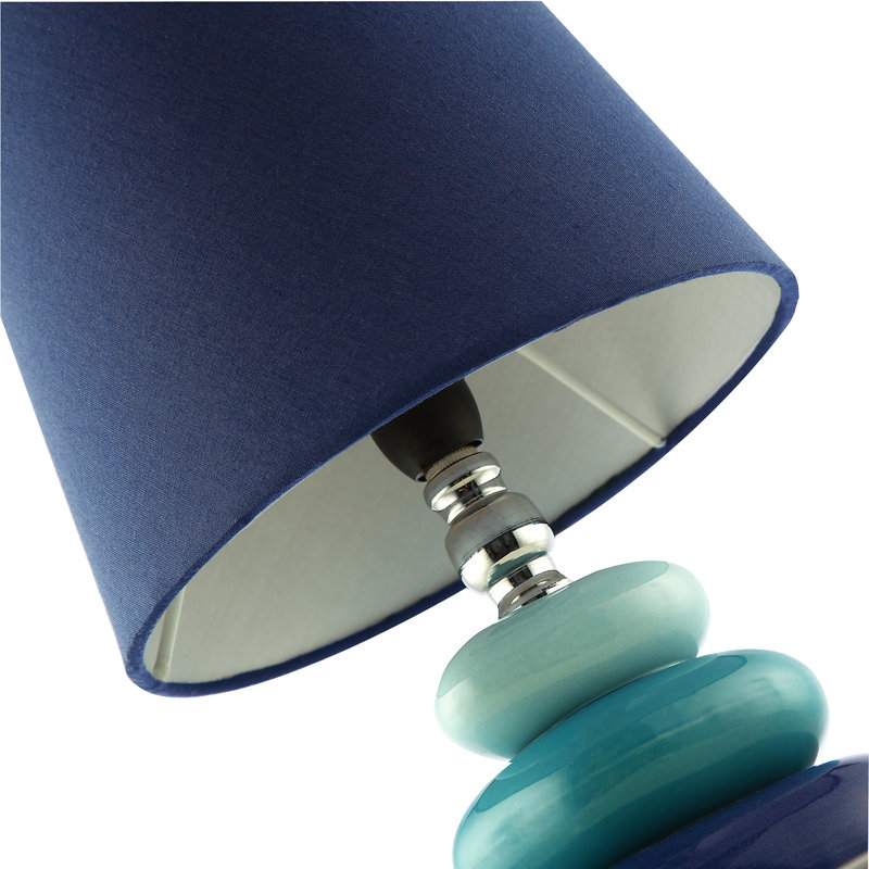 Ceramic Pebble Table Lamp With Midnight Blue Teal And Duck Egg By