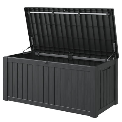 120 Gallon Large Outdoor Resin Deck Box, Storage Waterproof Boxes Lockable Lid