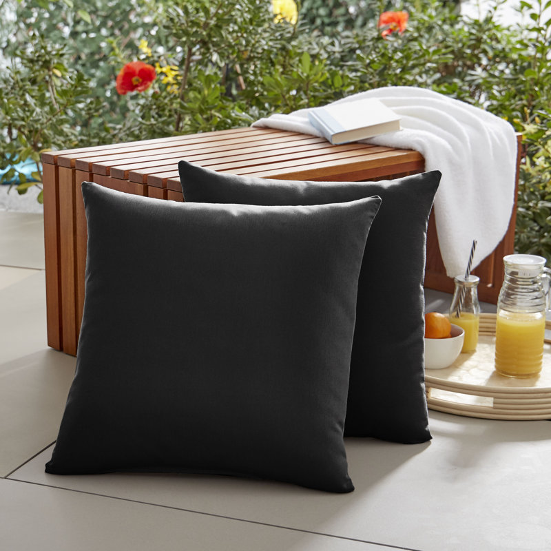 Collins Outdoor Reversible Throw Pillow, 22"H x 22"W, Black