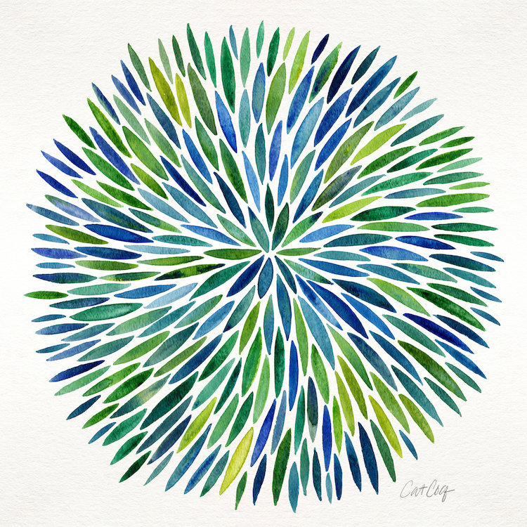 « burst i », reproduction de peinture à l’aquarelle sur toile, H 12 po x l 12 po x P 0,75 po