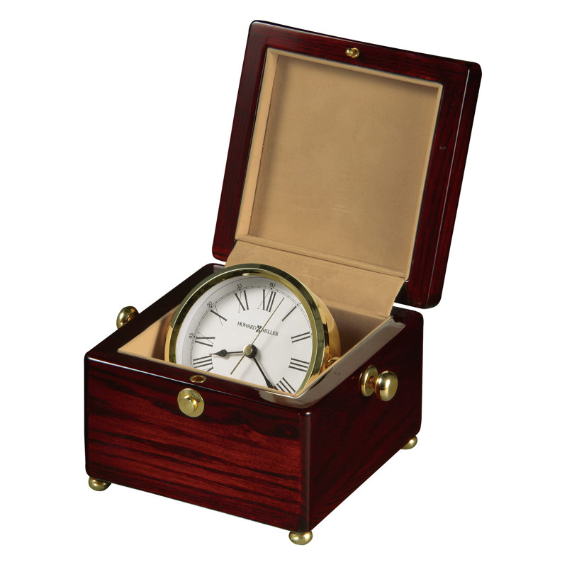 Bailey Tabletop Clock in Rosewood/Brass