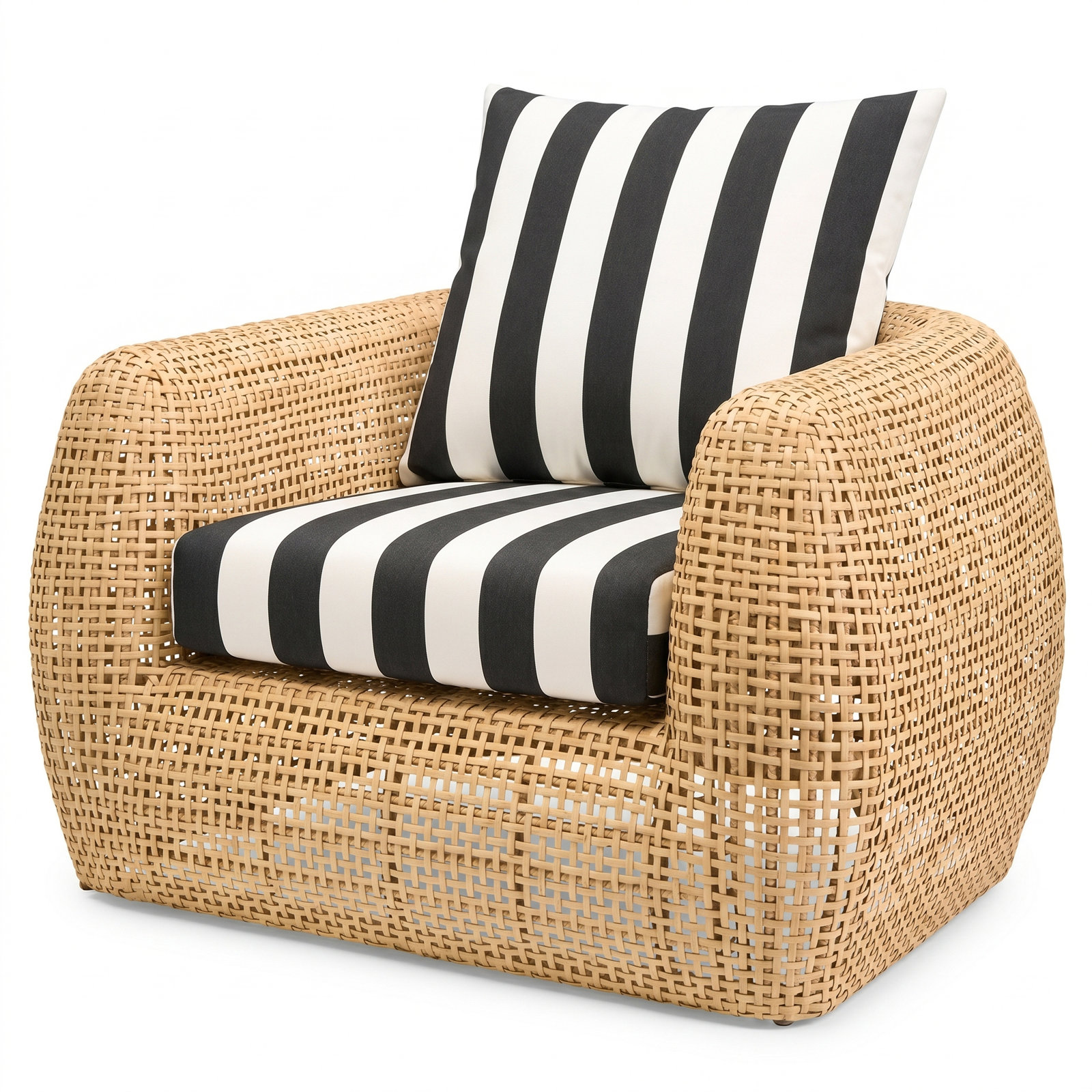 Sydney Outdoor Wicker Patio Club Chairs with Sunbrella Cushions (Set of 2), Canvas Cabana