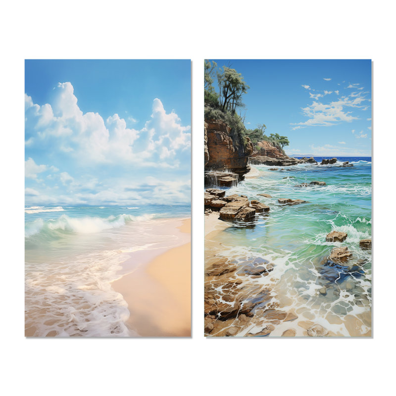 «Beach Photo Ocean Escape», 2 pièces sur toile, Toile tendue, H 32 po x l 32 po