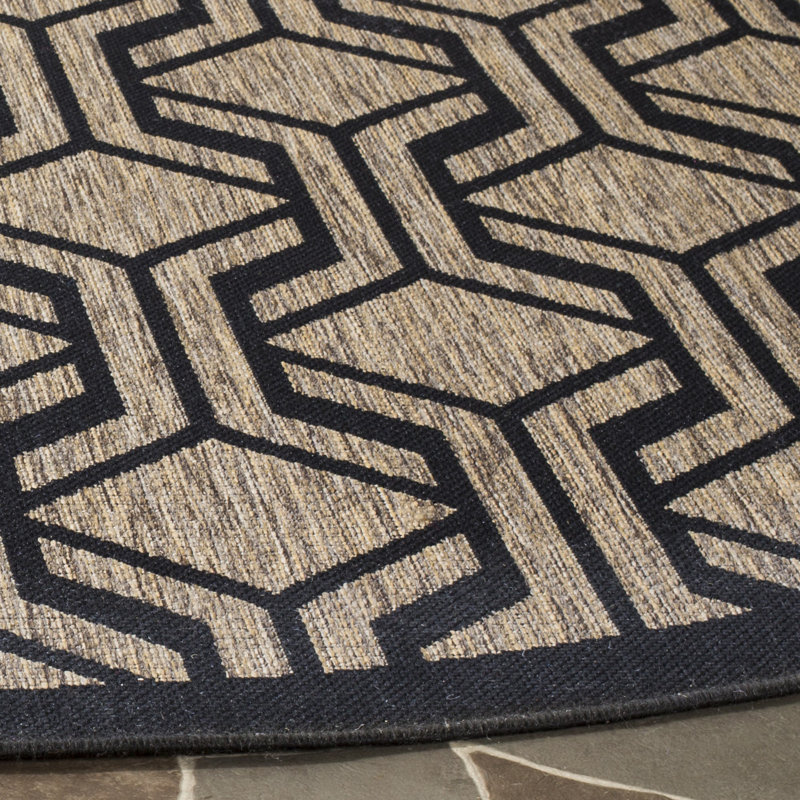 Tapis intérieur / extérieur noir / brun Arneshia, Tapis de couloir 2 pi 3 po x 10 pi