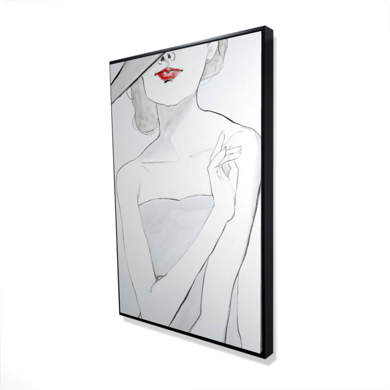 "Femme au chapeau" sur toile, H 36 po x l 24 po