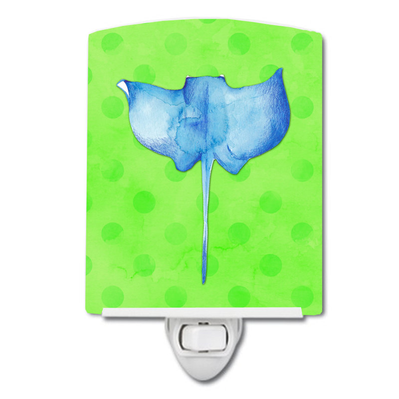 Sting Ray Polka Dots Ceramic Night Light, Green