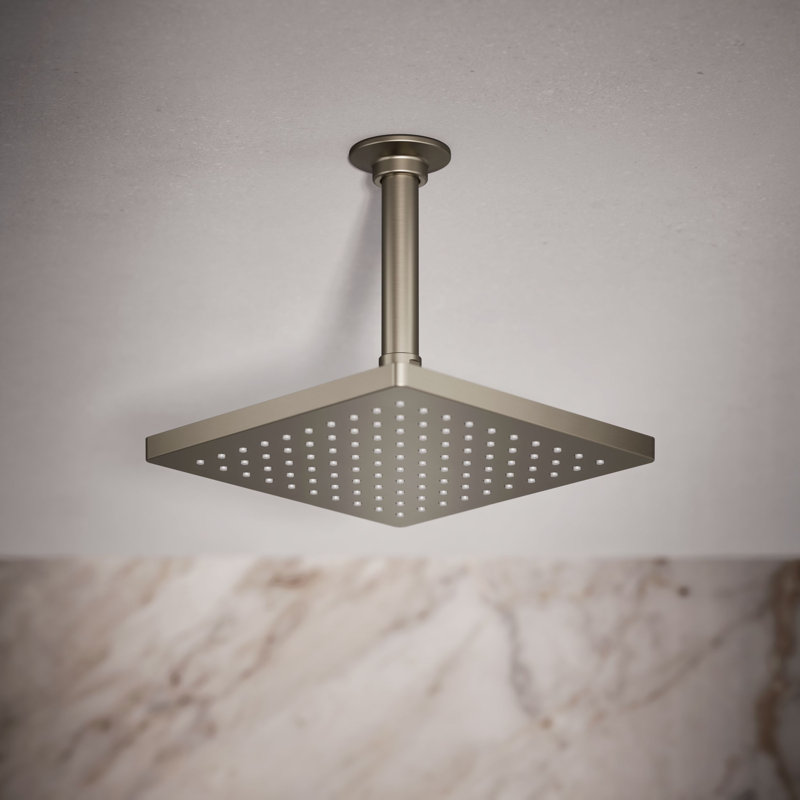 Honesty 8" Single-Function Wall or Ceiling-Mount Square Rainhead, Square Rain Showerhead 2.5 GPM, Vibrant Brushed Nickel