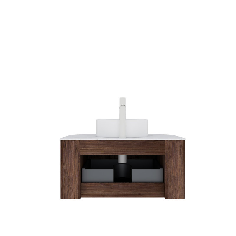 Armoire de salle de bain moderne à bords flottants et courbes