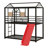 Metal House Bunk Bed With Slide-1972164774