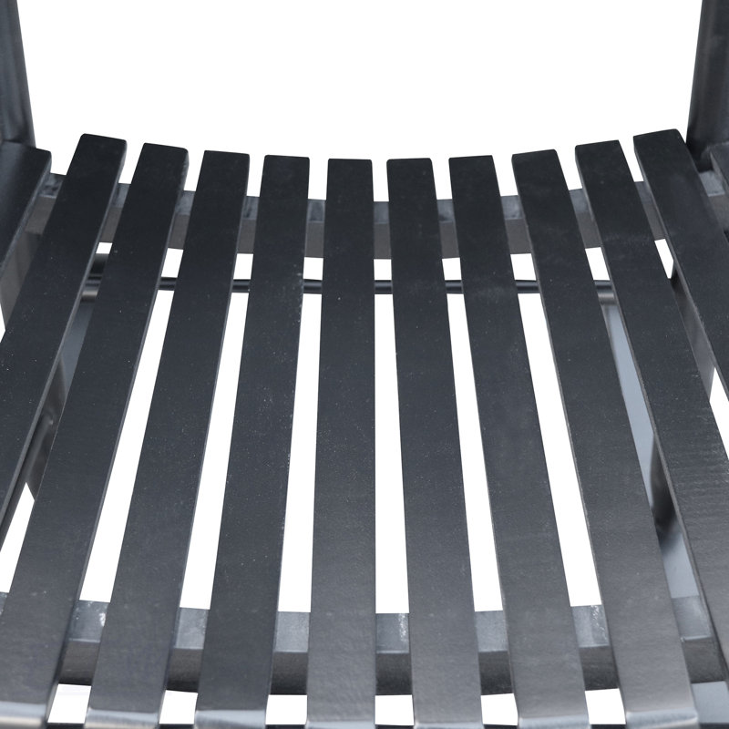 Chaise berçante en bois avec siège large et accoudoirs, Noir