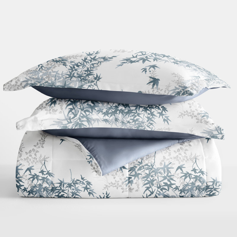 Full Blue Down Alternative Reversible Comforter Set