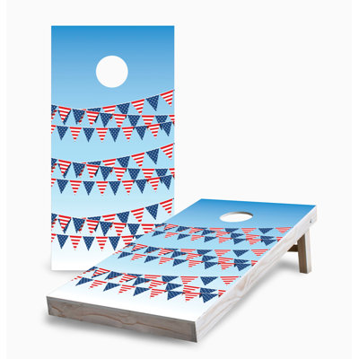 American Flag Banner 2x4 Cornhole Board Set | Includes (2) Boards (8) Bags & Optional Accessories