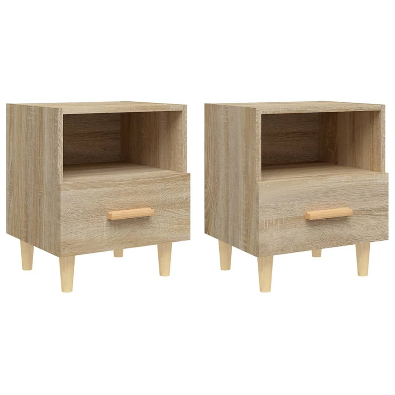 Rasen 2 Drawer Bedside Table, Light Brown