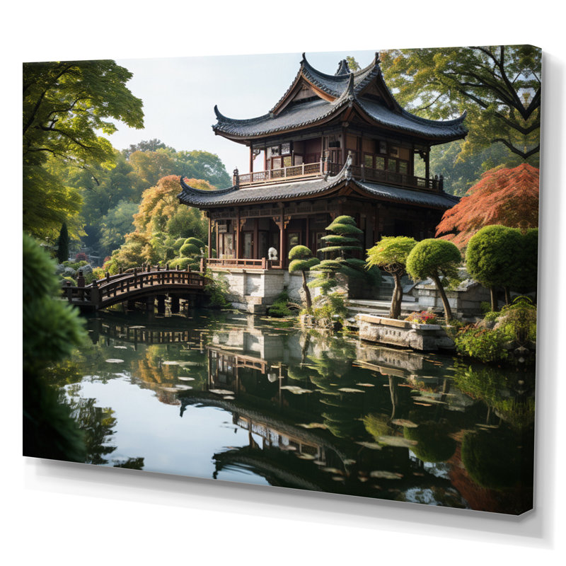 Asian Art Serene Pagoda I, reproduction d'art sur toile, H 34 po x l 44 po x P 1,5 po, Toile tendue