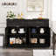 Buffet noir et brun: 2 tiroirs, 4 portes, fait, magnifique décoration en forme de X, armoire de rangement généreuse avec rangement: design élégant en X, espace généreux-1972301708