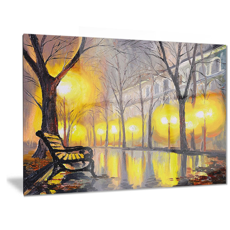 Empty Autumn Street - reproduction d'art, H 28 po x l 36 po x P 1 po, Métal
