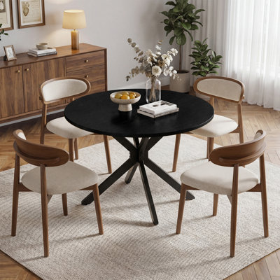 Ensemble de table de salle à manger extensible Modern Modern, table de salle à manger ovale convertible de 43 à 59 po et 4 chaises de salle à manger rembourrées pour 4 à 6 personnes