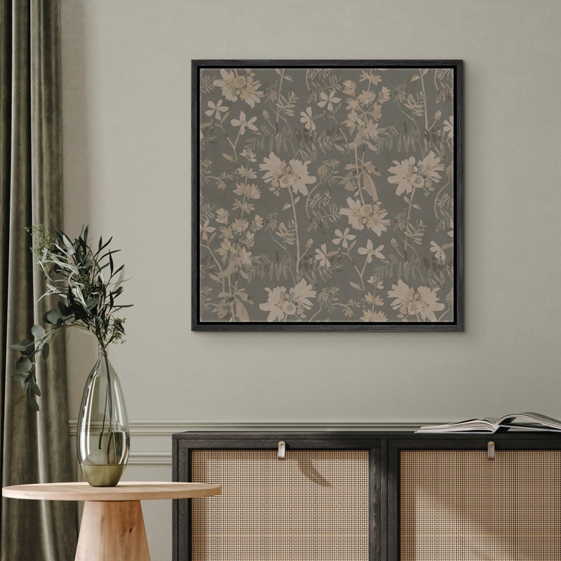 «Vintage Elegant Floral Silhouette Wilderness Illustration Rustic French Country», H 16 po x l 16 po, Noir