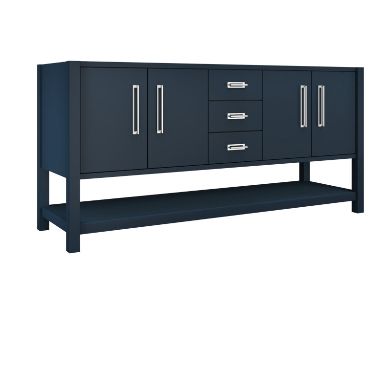 Kiawah Double Bath Vanity, Hague Blue, Polished Chrome, 72"