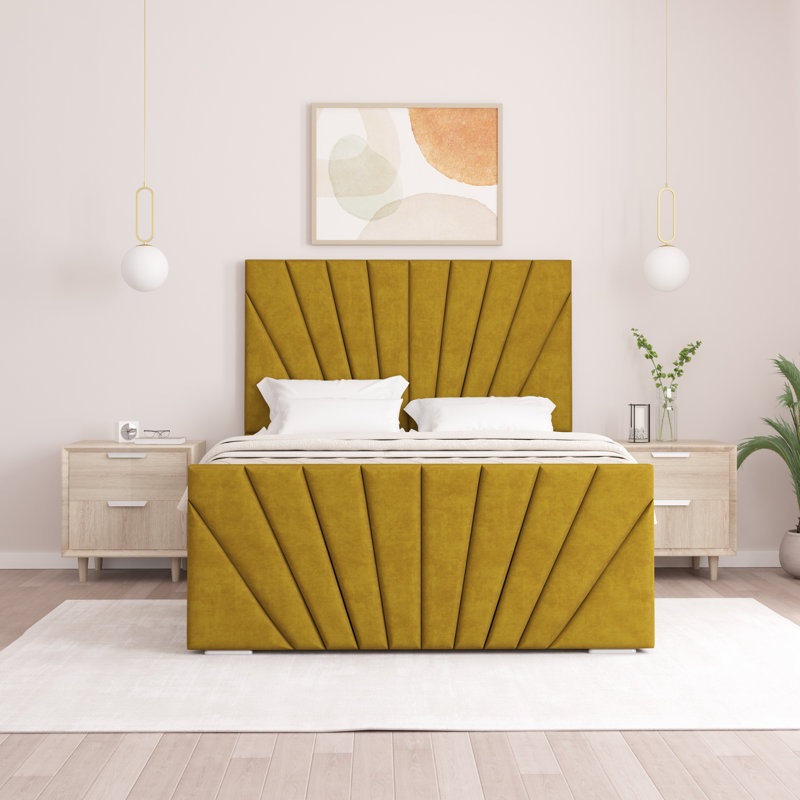 Aayanah Upholstered Bed, Kingsize (5'), Turmeric