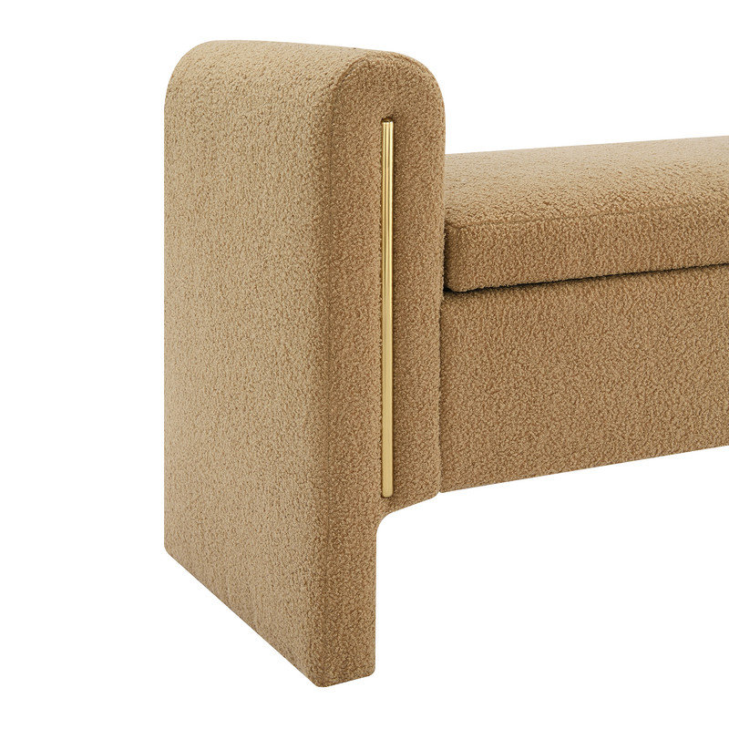 Banc de rangement moderne rembourré avec accoudoirs - Repose-pieds multifonctionnel avec repose-pieds, Café
