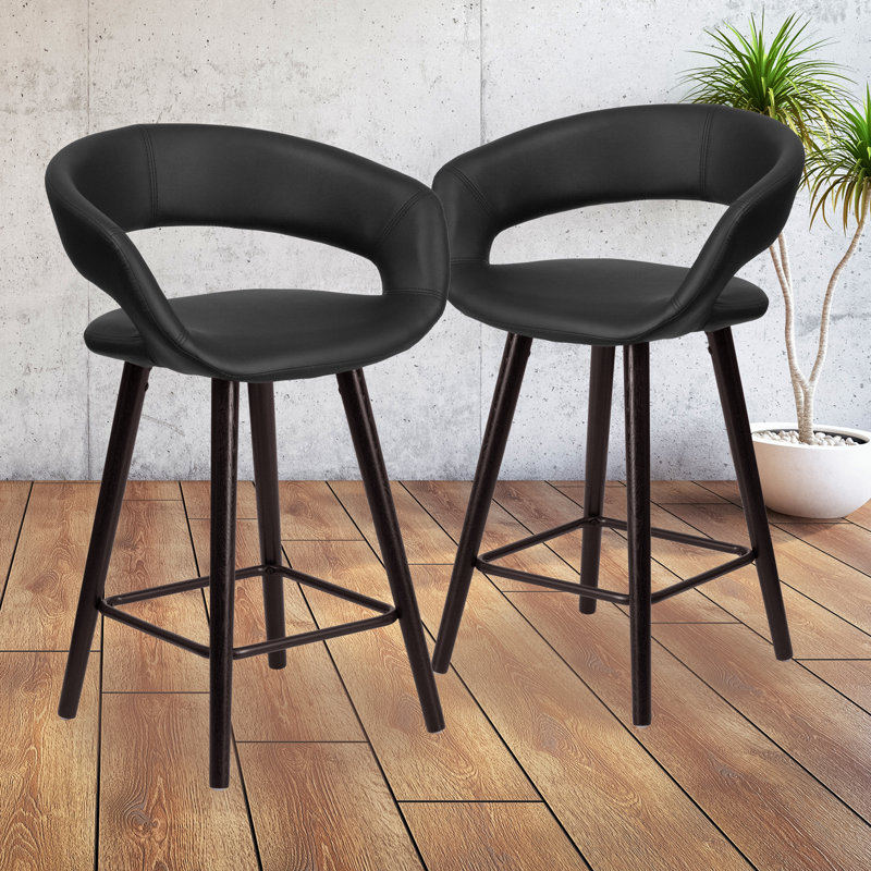 Tabouret de bar et de comptoir Palafox, Noir, Tabouret de comptoir (siège d'une hauteur de 23,7