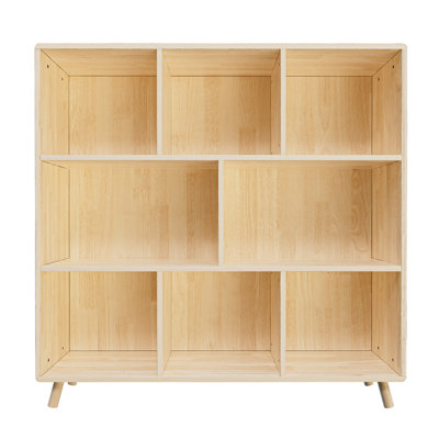 8 Pine Wood Organizer With Optimized Compartments For Home And - 44"l X 44"h, Vertical Build, Easy Assembly Bookcase Fixed Shelves, Design, Cross Use Solid Back Stability