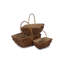 3 Piece Wicker Unpeeled Garden Trug Basket Set