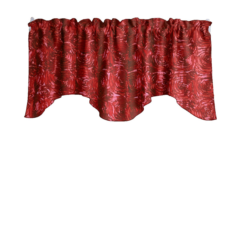 Cantonnière florale festonnée l 58 po, Rouge