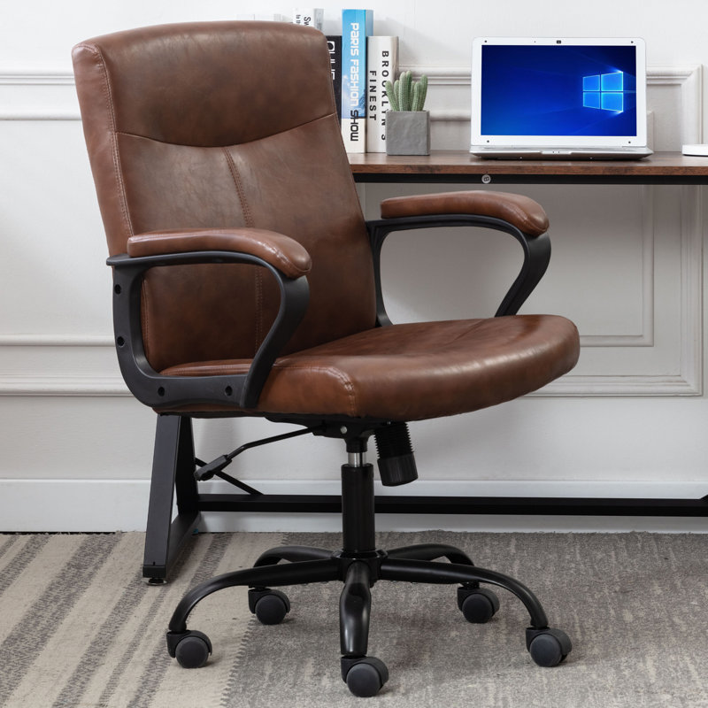 Hoswell Home Office Chair, Ergonomic High Back Cushion Lumbar Back Support, Computer Desk Chair, Adjustable Executive Leather Chair with Armrest