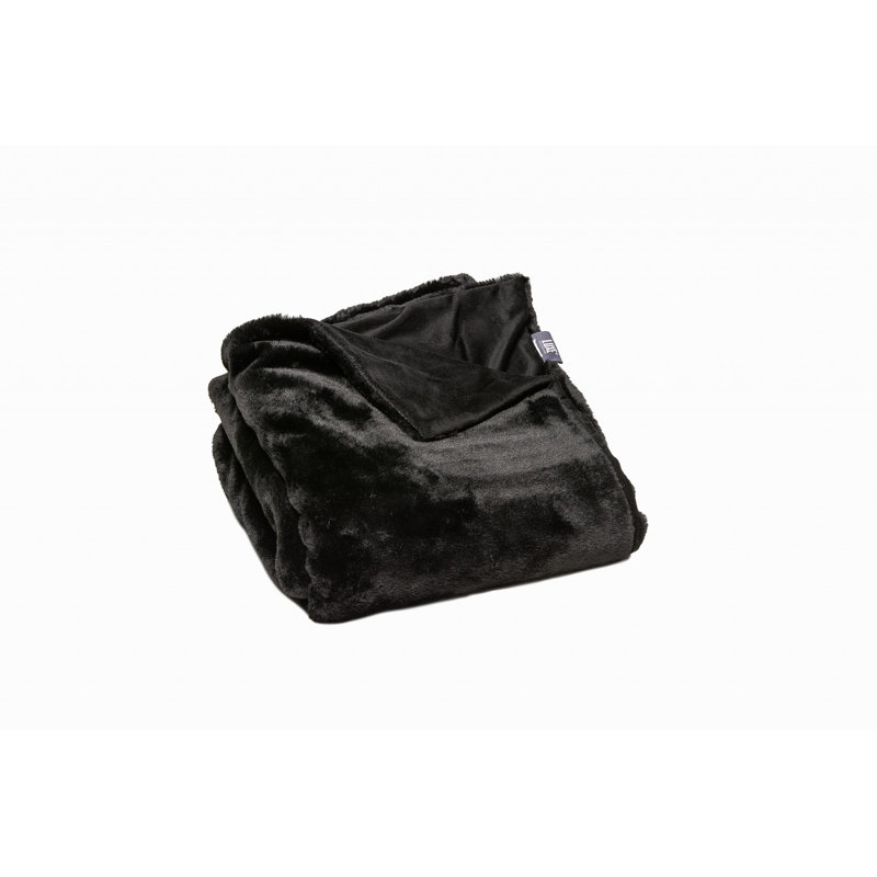 Jeté moelleux en fausse fourrure noir