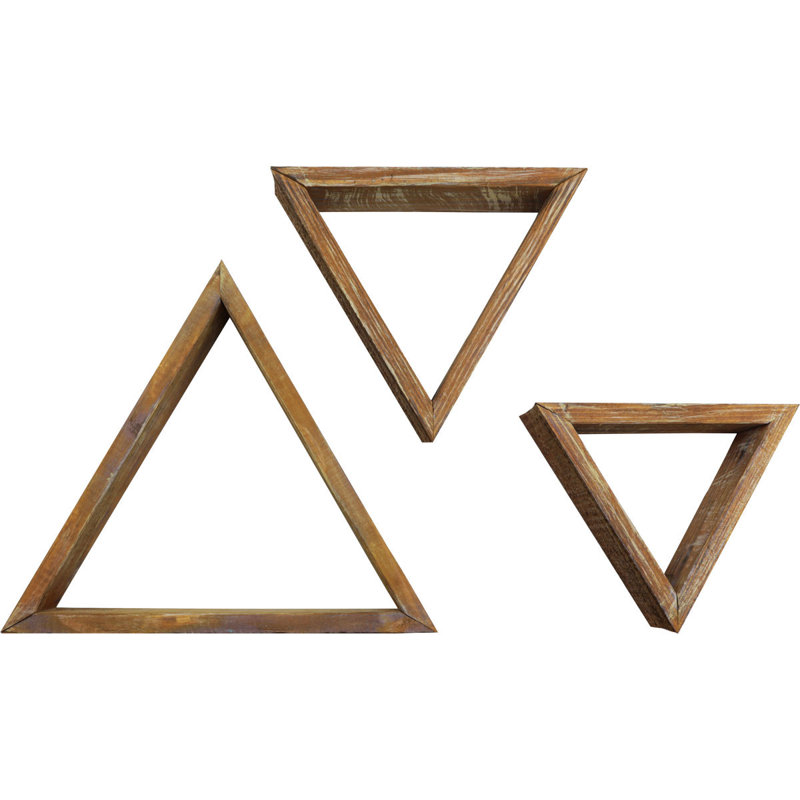 Triangle Accent Shelf with Adjustable Shelves, Weathered Brown