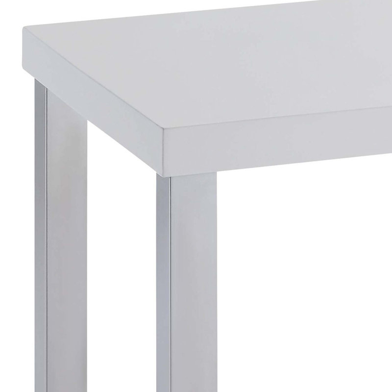 White High Gloss and Chrome End Table