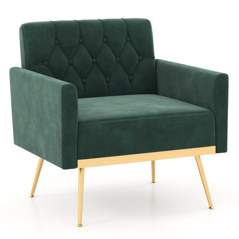 Chaise d'appoint rembourrée de style Mid-Century, canapé en velours de loisirs moderne avec repose-pieds réglables