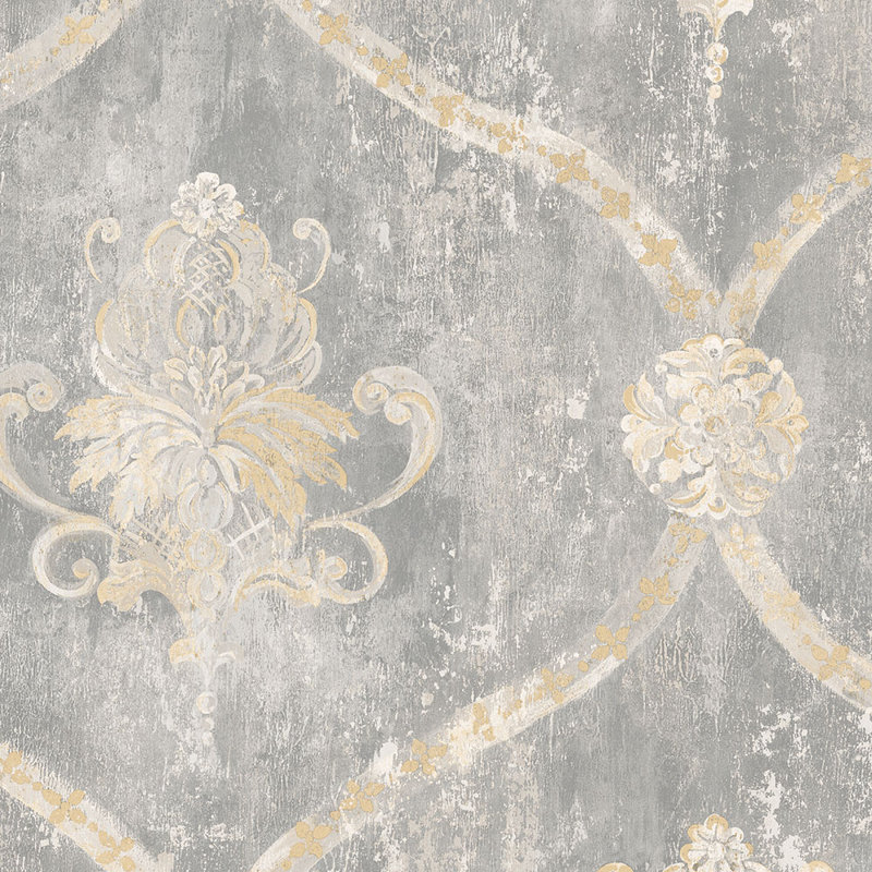 Damask Roll, Gray/Beige