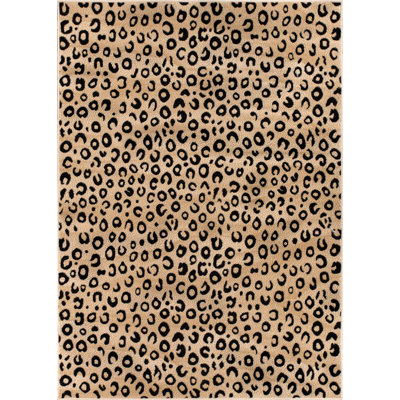 Moors Black Modern Leopard Print Soft Area Rug